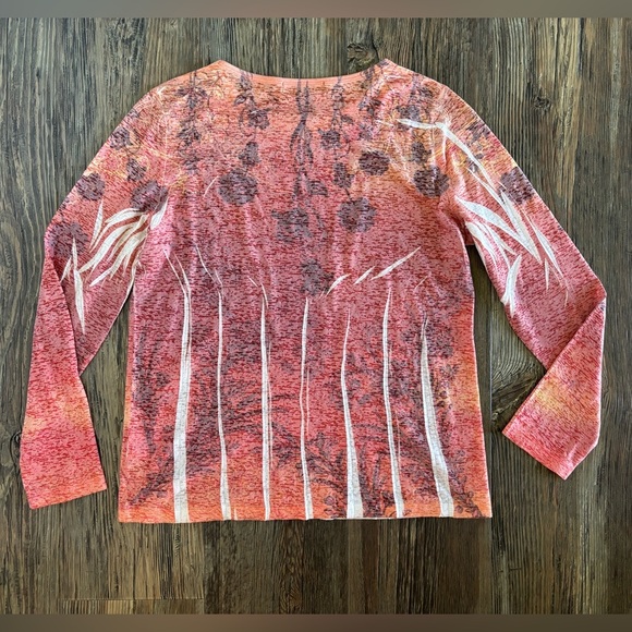 Project Womens L/S Shirt Blouse No Size See Measurements Orange White Floral Y2K - Picture 2 of 8